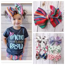 Baby Big Bows Headband Girls Floral Headwrap Elastic Hair Accessories Toddler Knotted Wide Turban Kid Stripe Soft Hair Band baby headband ribbon flower handmade diy toddler kid hair accessories floral girl newborn bows photography turban elastic infant