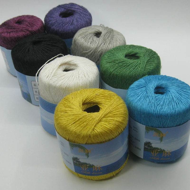 Free shipping, 200G/Lot , Silk linen yarn for crocheting thin thread