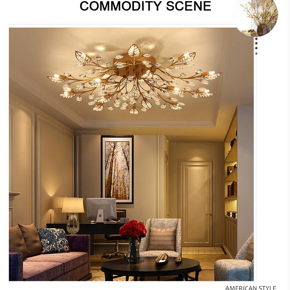 Modern Nordic K9 Crystal LED Ceiling Lights Fixture Gold Black Home Lamps for Living Room Bedroom Kitchen Bathroom2