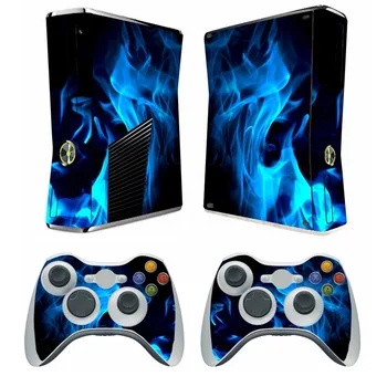 

261 Fire Vinyl Skin Sticker Protector for Microsoft Xbox 360 Slim and 2 controller skins Stickers for XBOX360 SLIM