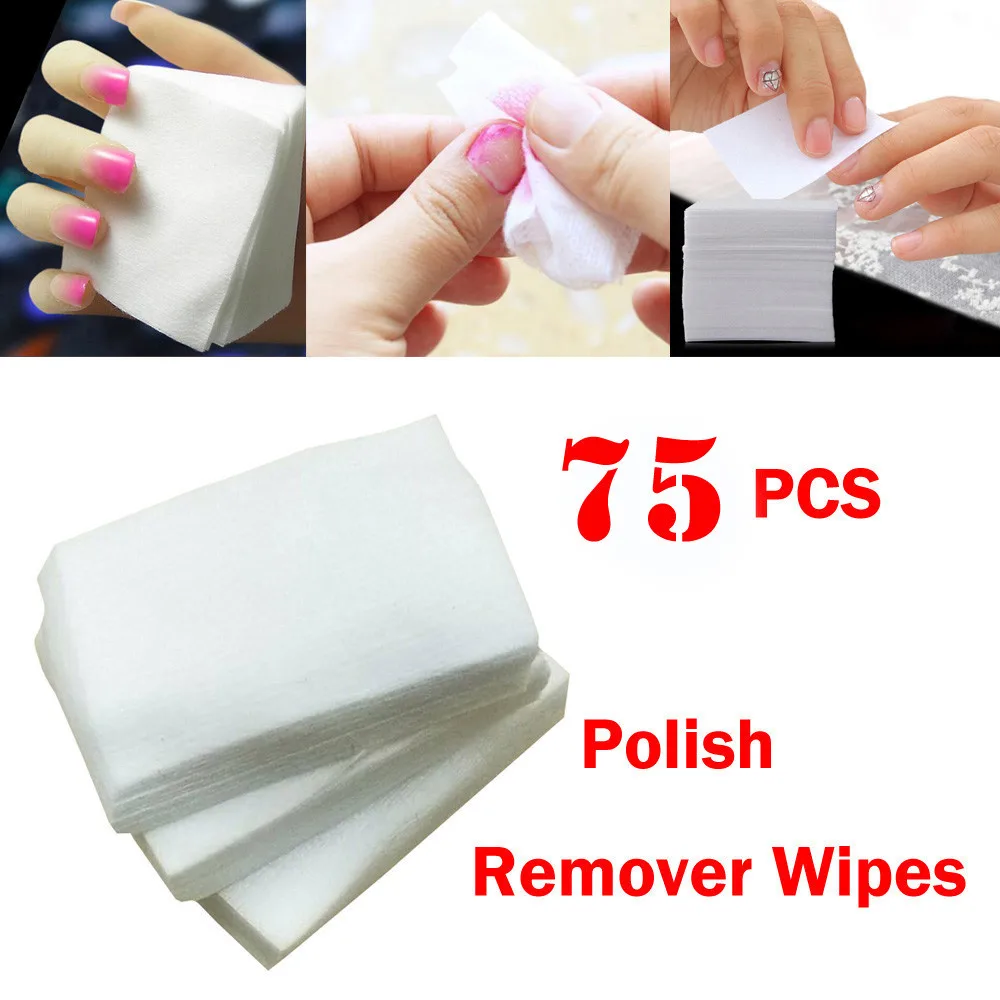 

75Pcs Lint-Free Wipes Napkins For Manicure Nail Polish Remover Pads Paper Nail Cutton Pads Manicure Pedicure Gel Tools