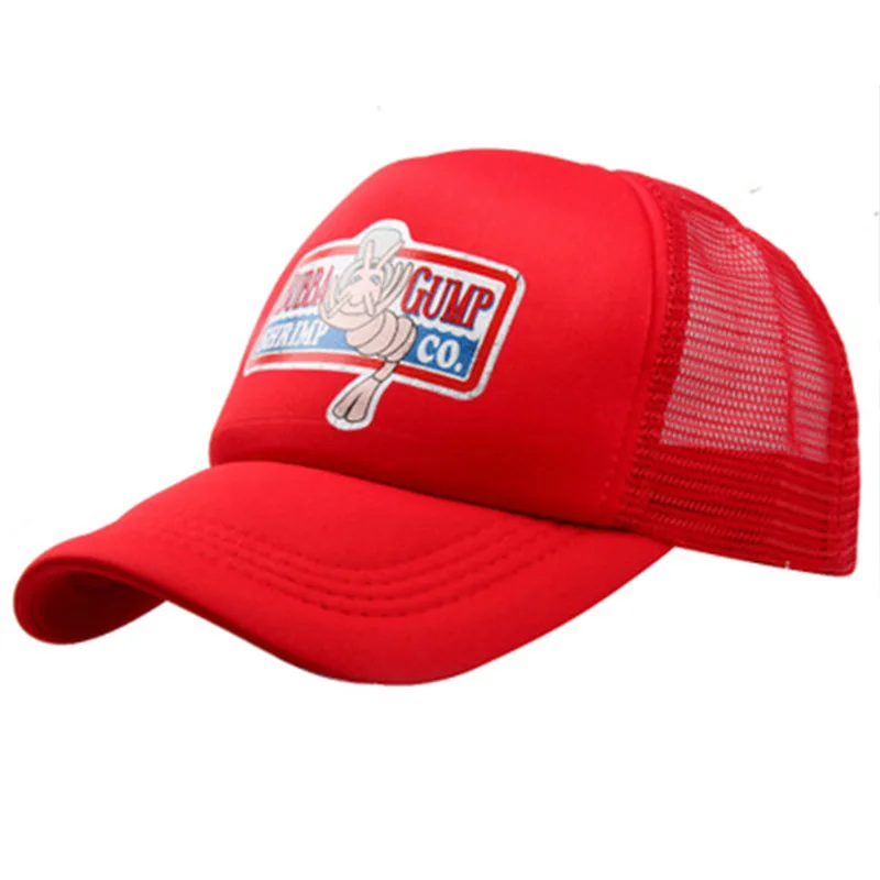 Мужская и Женская бейсбольная кепка с сеткой и креветками, регулируемая хлопковая Спортивная Кепка, летняя кепка, повседневная Кепка Forest GUMP, кепка, костюм - Цвет: Красный