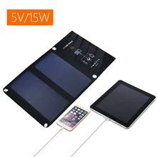 15W Foldable Solar Charger Portable Solar Panel Battery Dual USB Ports for iPhone 6 6S Plus for iPad mini Galaxy S6 Cell phones