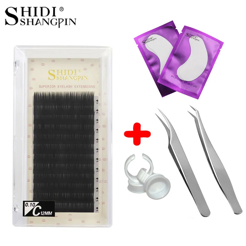 

SHIDISHANGPIN Eyelash Extension B/C/D Curl Fake Eyelashes Kit Eye Lashes For Professionals 8 9 10 11 12 13mm Makeup Cilios