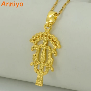 

Anniyo Ethiopian Small Cross Pendant Thin Necklaces for Women's/Girl,Gold Color Eritrea Jewelry Africa Crosses #048606