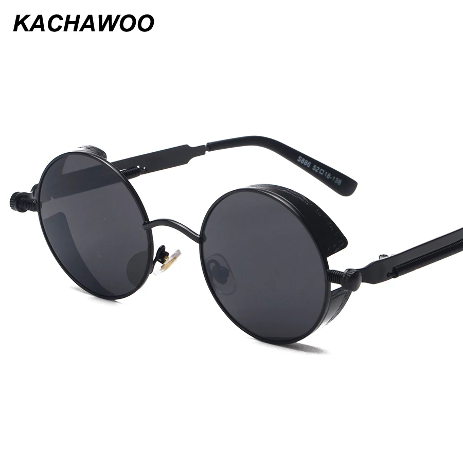 Круглые Солнцезащитные очки Kachawoo в стиле стимпанк для мужчин и женщин винтажные
