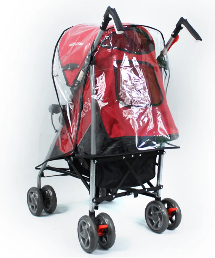 Universal Transparent Pushchair Stroller Rain Cover with Black Trim New