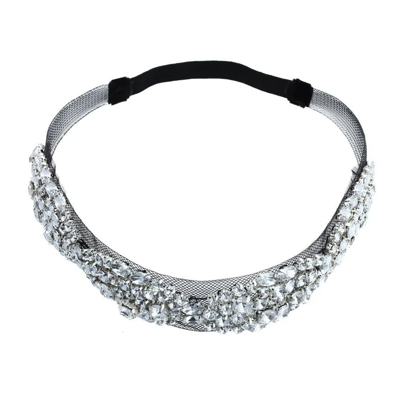 

Rhinestone Embellishment Gauze Headband for Women Wedding Hair