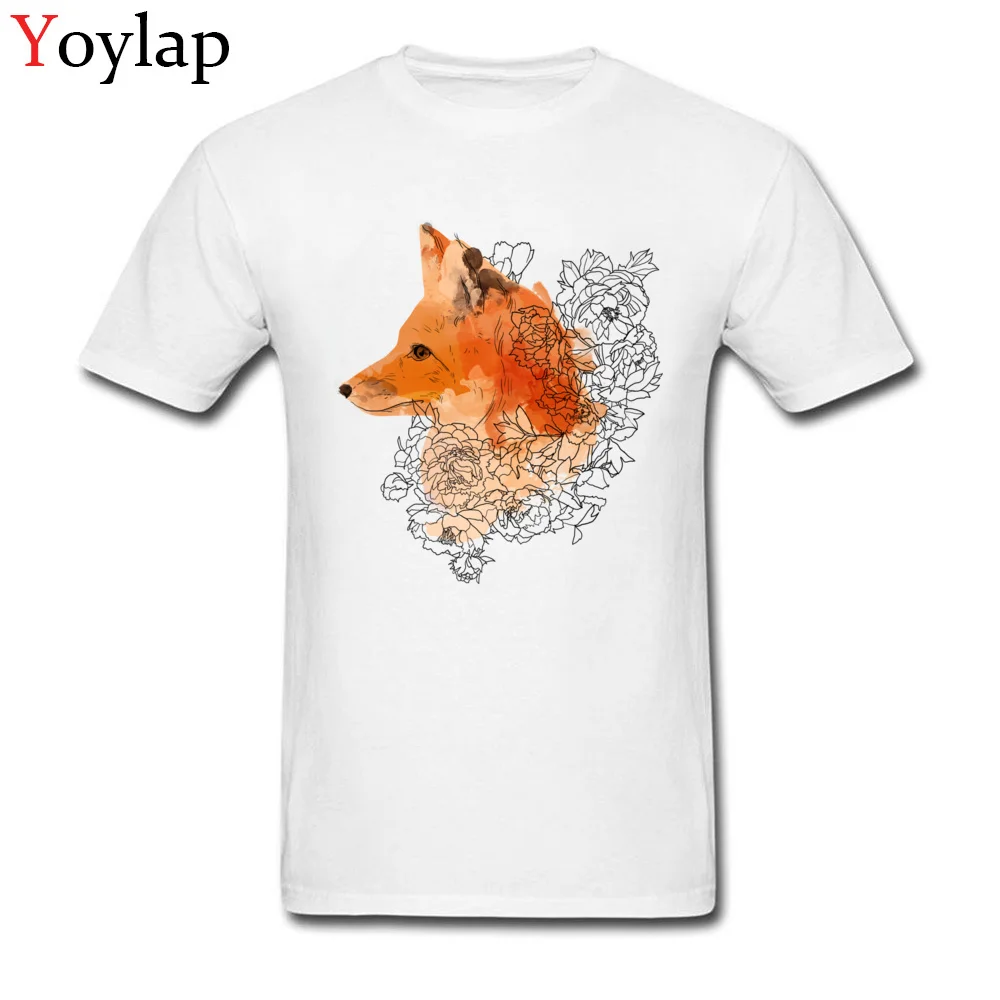 Cute 3D Printed T Shirt Crewneck 100% Cotton Watercolor fox Student Tops Shirts Short Sleeve Summer 3D Printed Sweatshirts white
