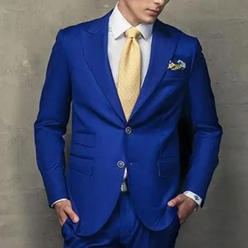 Новые поступления Royal Blue Пик нагрудные Мужские костюмы смокинг для жениха Groomsmen Свадебная вечеринка ужин костюмы (куртка + брюки + галстук)