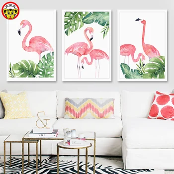 

painting by numbers art paint by number Three more flamingos in modern minimalist northern Europe coloring by numbers on canvas