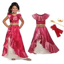 VOGUEON Elena Of Avalor/платья для девочек без рукавов; Классический карнавальный костюм принцессы; детское бальное платье с оборками; наряды