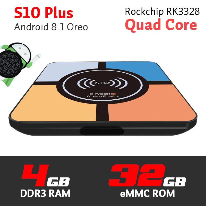 

XGODY S10 Plus Wireless Charging Smart TV Box Android 8.1 Oreo Quad Core 4G+32G 2.4/5GHz WiFi 4K 60fps Set top Box USB 3.0 HDMI