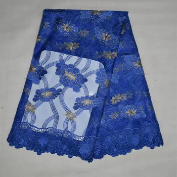 

Hot Sale High Quality Nigerian Lace Fabrics With Stones Blue African French Net Lace Fabric Embroidered Tulle Mesh Lace Fabric