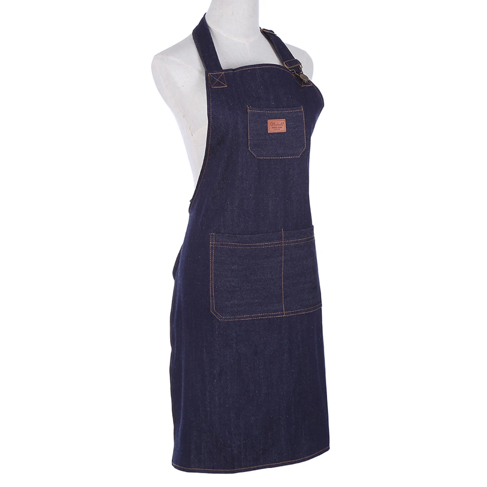 new kitchen Restaurant work Denim Apron Antifouling Cowboy Chef Cooking Kitchen Apron For Woman Men Cafe Shop BBQ Hairdresser