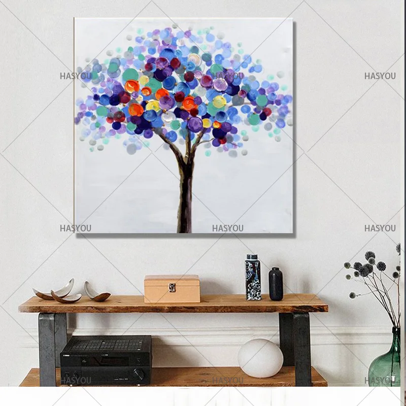 Wish-Tree-Picture-Art-for-Living-Room-Hand-painted-Modern-Abstract-Oil-Painting-On-Canvas-Wall (2)