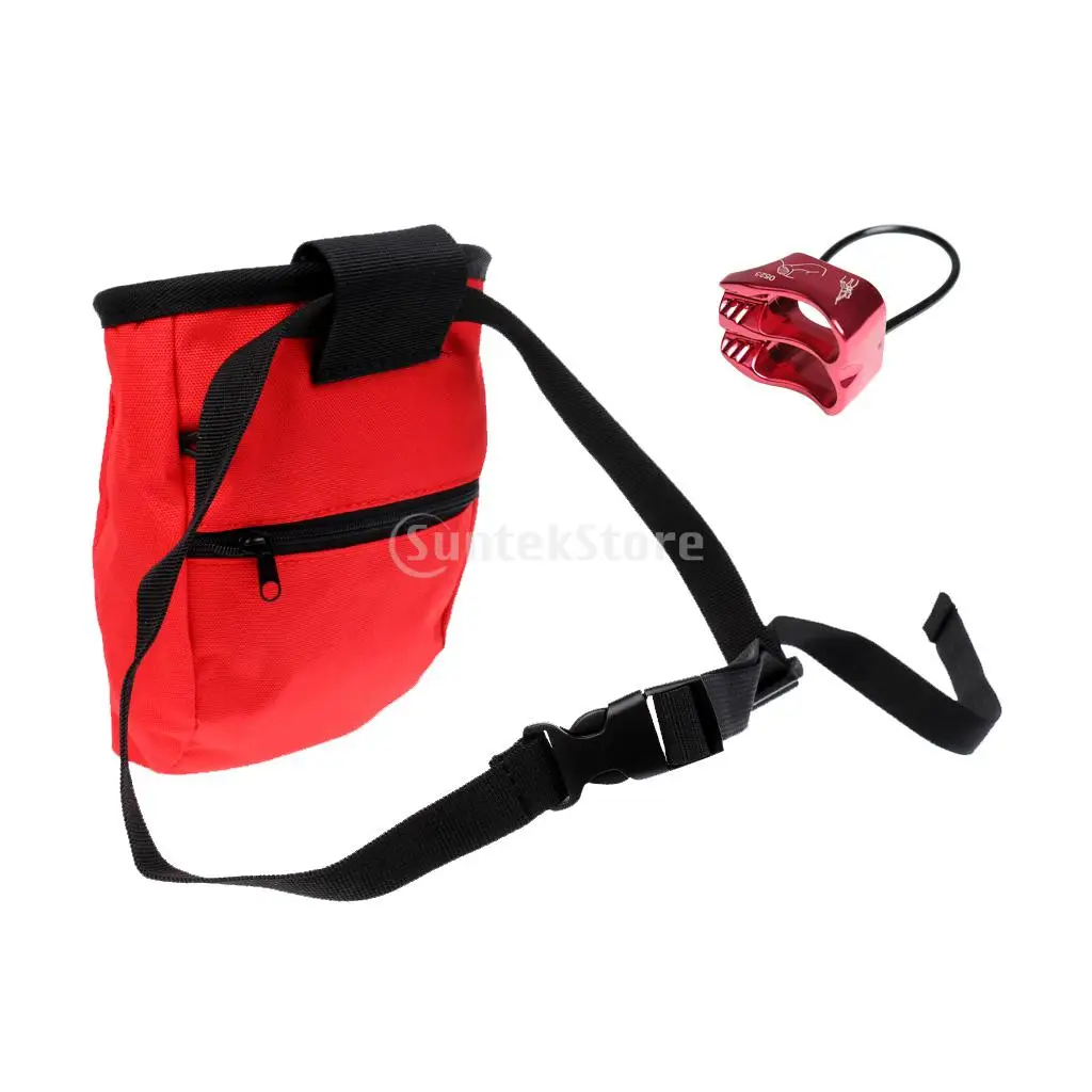Rock Climbing Caving Bouldering Chalk Bag Waist Belt Pouch Holder with