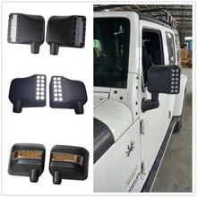 Rétroviseurs latéraux pour Jeep Wrangler, boîtier avec Led blanc DRL ambre, clignotants, accessoires