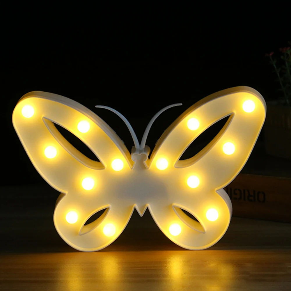 Подарок ко Дню Святого Валентина 3D светодиодный Звезда Бабочка буквы Пластик свет лампы Корона знак светодиодный свет для дома вечерние