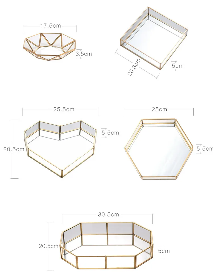Стекло золотой край ювелирные украшения для макияжа Коробка органайзер для косметики макияж коробка Губная помада для хранения туалетный столик Органайзер