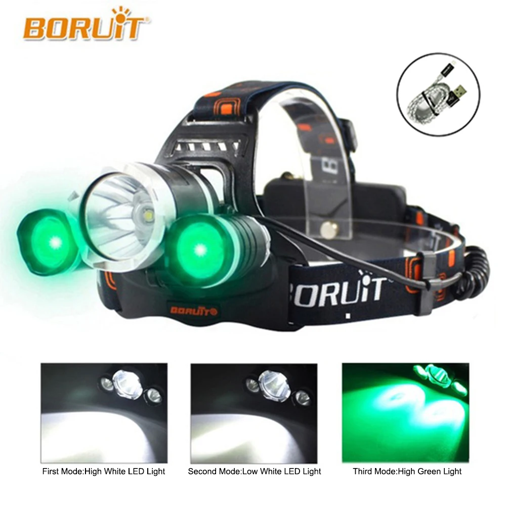 Boruit 5000 светодиодный налобный фонарь CREE XML L2 R2 с аккумулятором 18650 для кемпинга