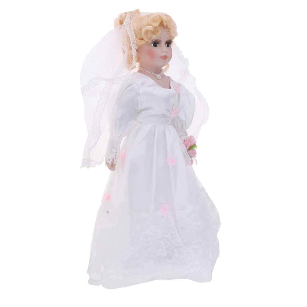 40cm Porcelain Victoria Doll Standing Collectible Doll Ceramics Bride Dolls Model