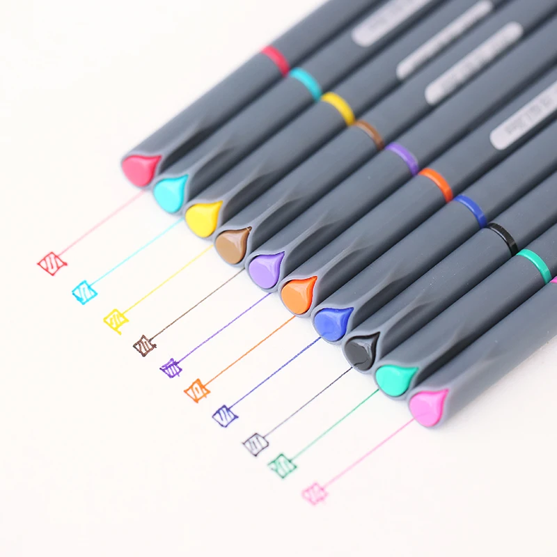 

Simple Ultrafine Color Fine Line Pen 0.38mm Fiber Pen 10 Colors / Set