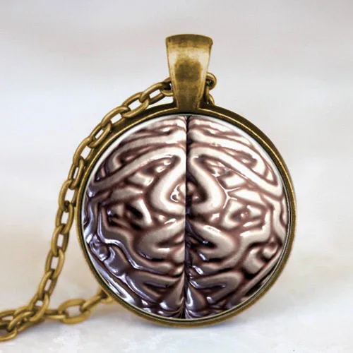 

Steampunk iZombie Brain PSI Symbol Psychology Cabochon Pendant Necklace glass doctor who 1pcs/lot women mens vintage chain toy