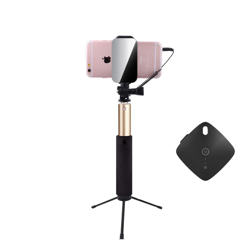 

Duszake Bluetooth Monopod Selfie Stick with Rear Mirror Mini Tripod Self-portrait for iPhone Smartphones BLuetooth Shutter