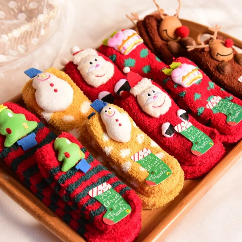 BKLD/Новинка года; сезон осень-зима; женские хлопковые носки с героями мультфильмов милые теплые забавные носки для девочек рождественские Семейные носки для детей и родителей