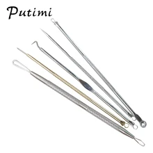 Putimi 5 шт. для удаления угрей, акне иглы из нержавеющей стали прыщи пятна Комедон экстрактор моющее средство красота уход за лицом чистые инструменты