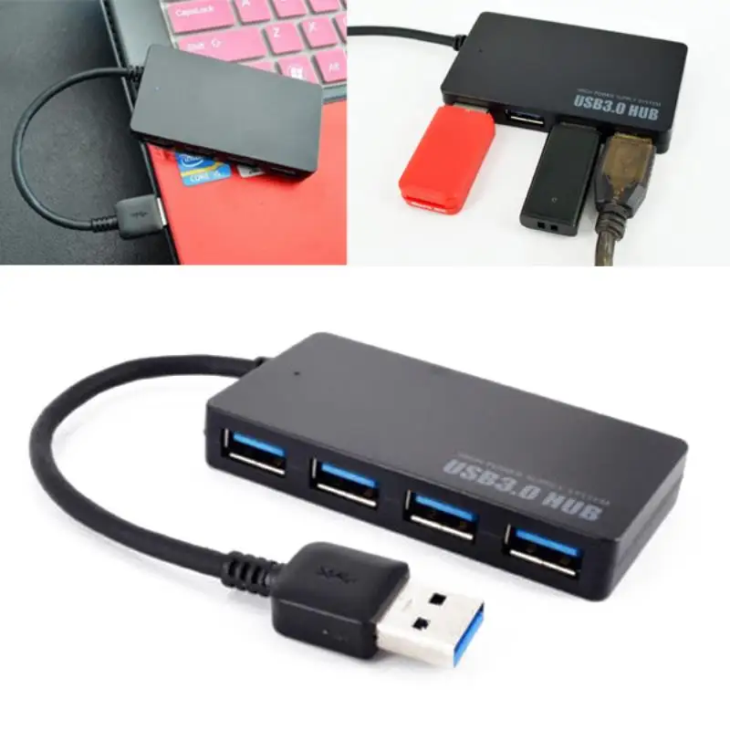 

Mayitr 1pc New Portable 5Gbps High Speed 4-Port USB 3.0 Compact Hub Adapter 150mm Cables For PC Laptop