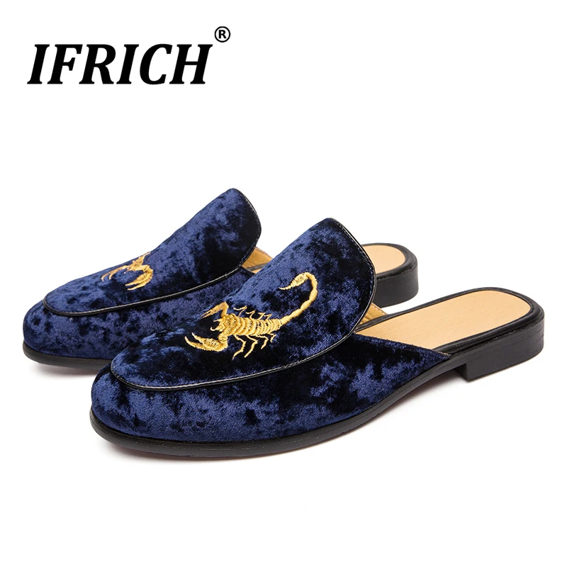 

New Trend Half slippers For Men Blue Black Flat Mens Sneakers Fashion Men Youth Casual Shoes Half Drag Luxury Brand Shoes Men