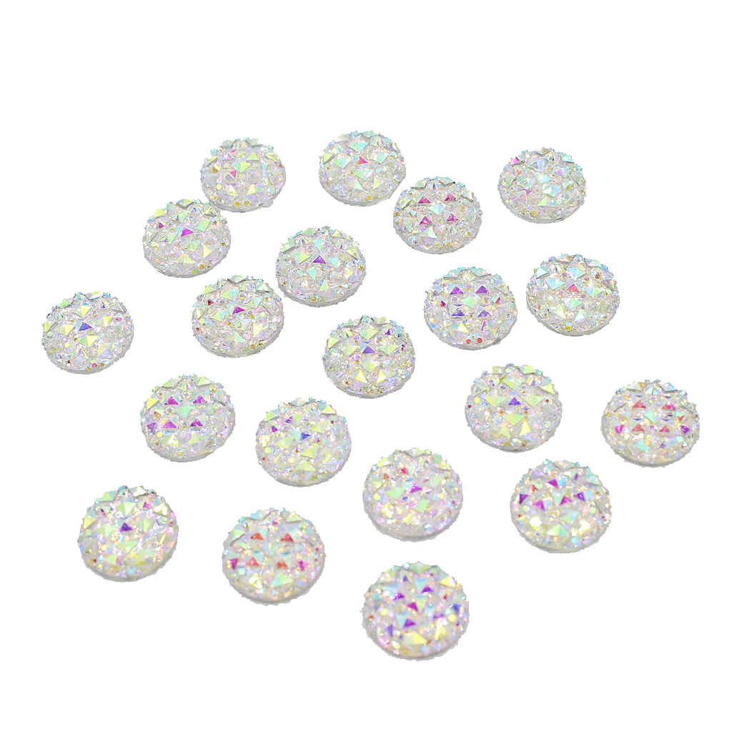 50pcs 12mm Resin Round Dotted Cabochon Flatback Embellishments White
