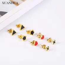 XUANHUA очаровательные серьги-гвоздики в форме сердца для женщин, ювелирные изделия из нержавеющей стали, женские модные богемные ювелирные изделия, аксессуары