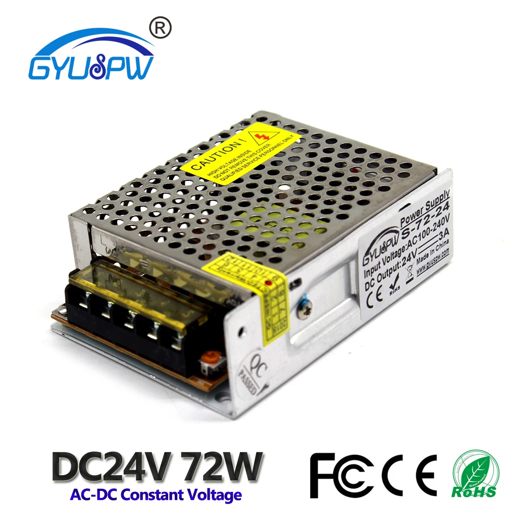 

72W 24V 3A Single Output Switching power supply for LED AC to DC smps 110v 220v AC-DC UPS 24V For CNC CCTV