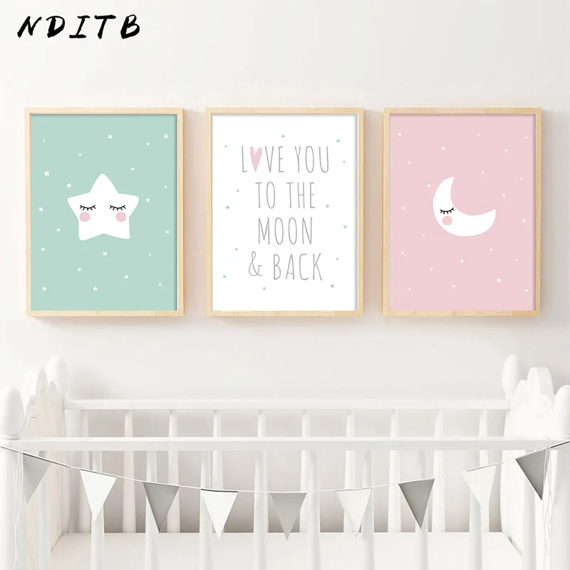 NDITB мультфильм луна звезда холст художественные плакаты фотокартина Настенная