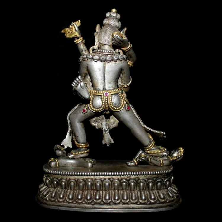 Shengle King Kong Стерлинговое Серебро статуя непальского Будды double bodhisattva|Статуи и