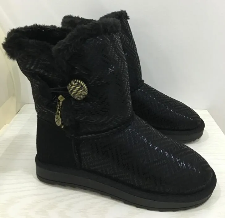 

Dousin Partin Fashion 2019 Winter Snow Boots Flats Fur shoes Black Botas Femininas Women Shoes