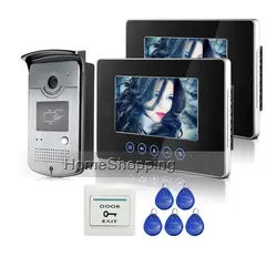 Бесплатная доставка 2 Touch Сенсор мониторы 7 дюймов телефон видео домофон Дверные звонки Системы rfid-карты дверей Камера в наличии оптовая