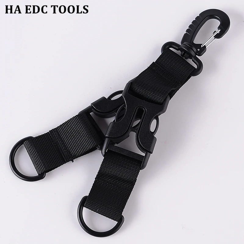 

EDC Outdoor Tactical Nylon Webbing Backpack Hook Multifunctional Carabiner D-Shaped Keychain Double-split Quick Hanging