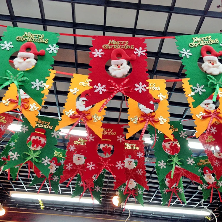 

Christmas Hanging Flags Santa Claus Snowman Ornaments Set 8 flags Colorful New Year Party Decoration