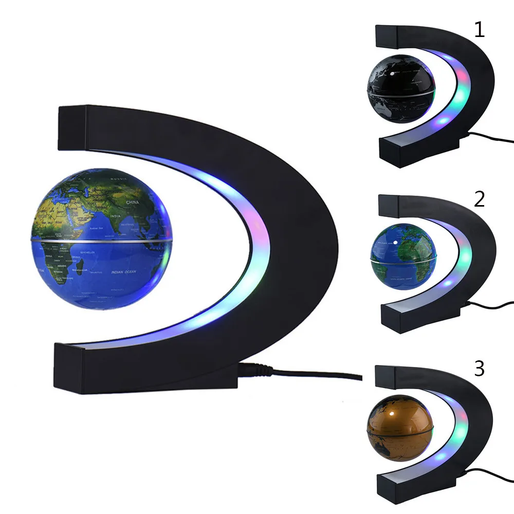 UK/US/EU штекер C образный светодиодный теллурионный Магнитный левитационный глобус Карта мира плавающий антигравитационный глобус с светодиодный светильник домашний декор
