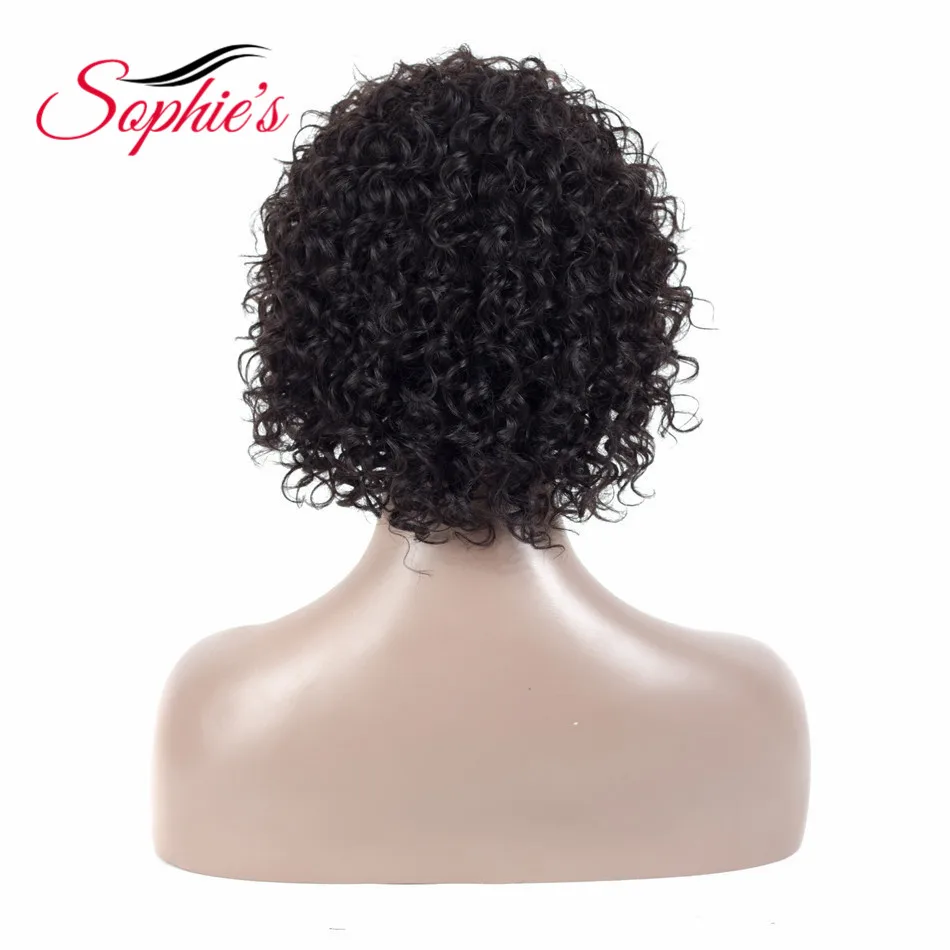 Sophie's-Perruque courte non-Remy bouclée pour femme, 100% cheveux humains, sans odeur, H.ORA, 6.75 pouces