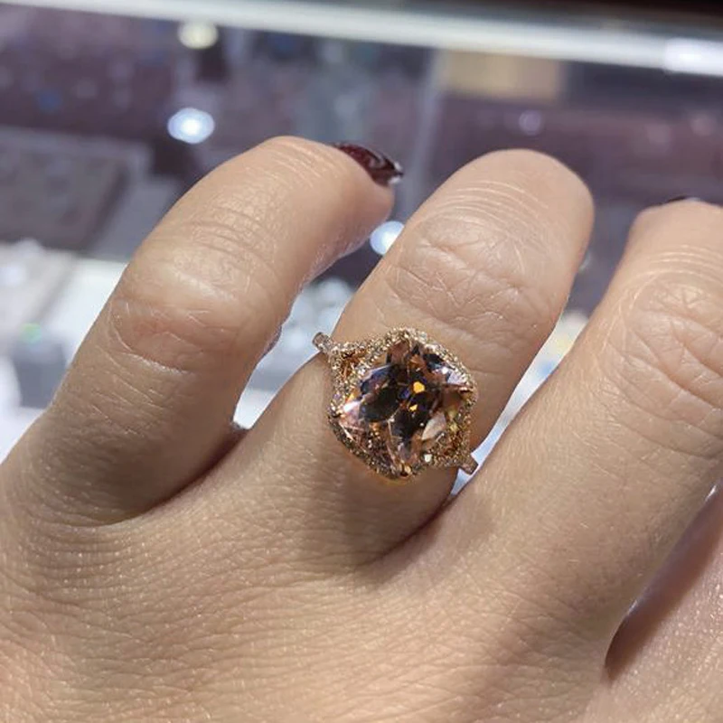 

Charm Rose Gold Color Square Crystals Wedding Rings for Brides Jewelry aaa Cubic Zirconia Engagement Promise Ring Gift