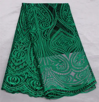 

High Quality Nigerian Lace Fabrics 2016 Stones African French Net Lace Fabric Embroidered Tulle Mesh Fabric For Party GD1346c-1