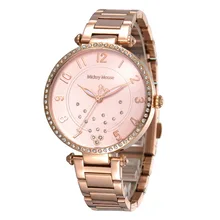 Женские часы, розовое золото, нержавеющая сталь, роскошные бриллианты, подлинный Дисней бренд Микки Маус, оригинальная коробка, четверть 30 м, водонепроницаемый