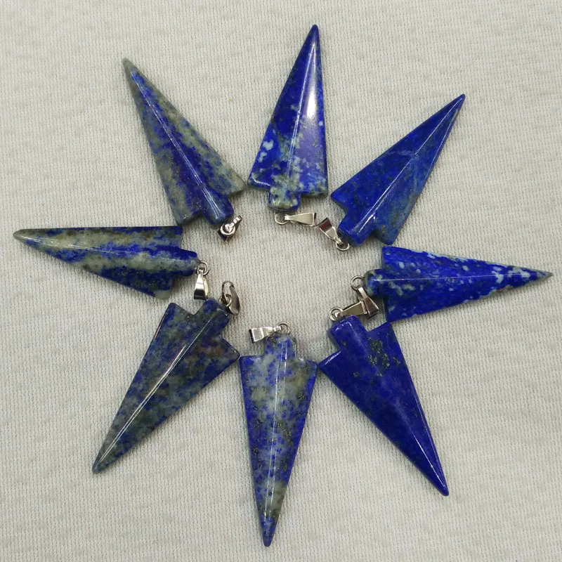 

Wholesale 8pcs/lot 2016 fashion high quality natural lapis Lazuli arrow shape pendants for charms jewelry marking free shipping