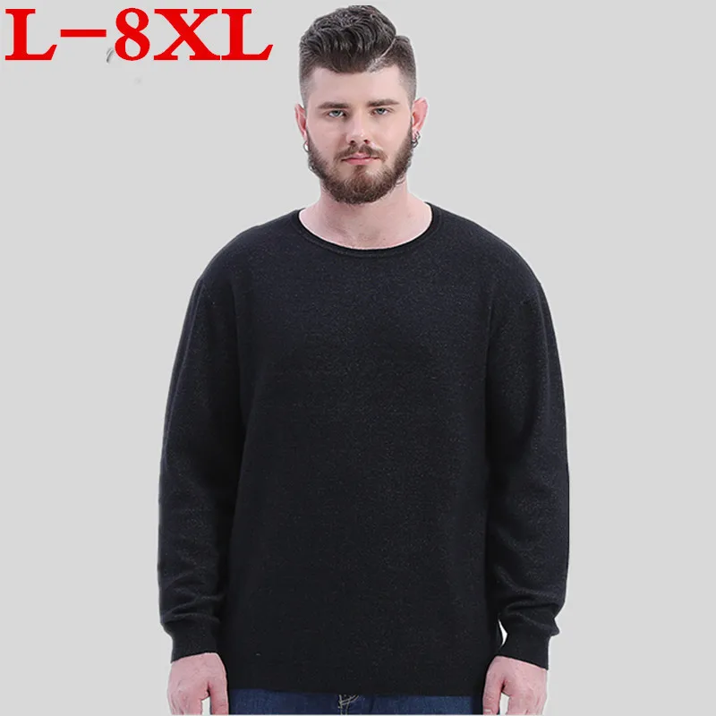 Большие размеры 8XL 7XL 6XL зима Для мужчин джемпер 100% из чистого кашемира вязаный свитер v-образным вырезом с длинным рукавом теплые пуловеры