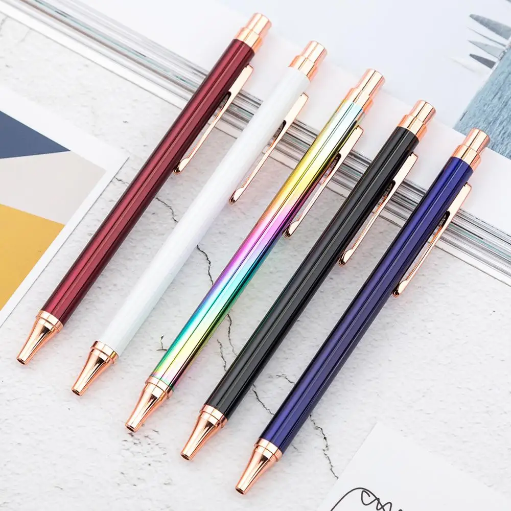 

Metal ballpoint pen press advertising gift pen Multicolor optional simple ballpoint pen Office school writing stationery